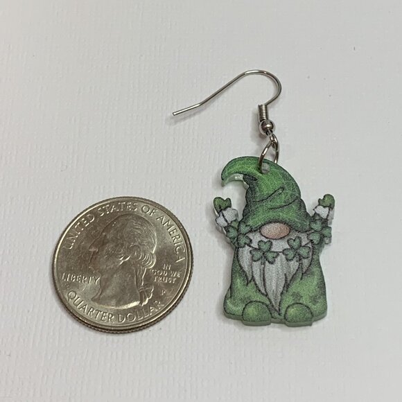 Shamrock Earring, Clover Earring, St. Patrick's Day Earring, Gnome Dwarf Elf - Picture 6 of 6